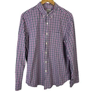 J Crew Mens Button Down Shirt Plaid Long Sleeve Cotton Tailored Fit Size L